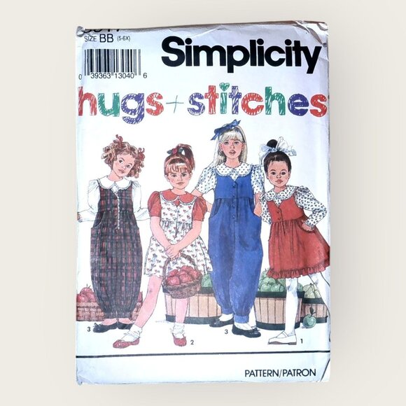 Vintage 1990s Simplicity Sewing Pattern 8017 Girls Blouse Jumper Jumpsuit 5-6X - Picture 1 of 2